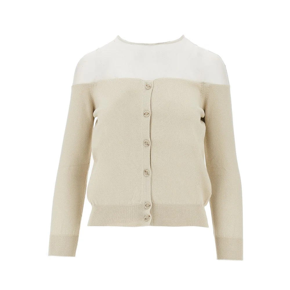 Mm6 Knitted Cardigan With Mesh Inserts